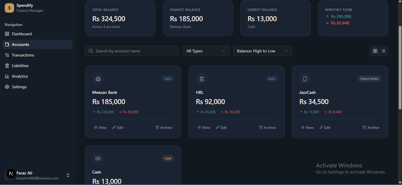 Multi-account view